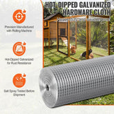 Hardware Cloth, 1/2 inch 48in x 50 ft 19 Gauge, Hot Dipped Galvanized Wire Mesh Roll, Chicken Wire Fencing, Wire Mesh for Rabbit Cages, Garden, Small Rodents
